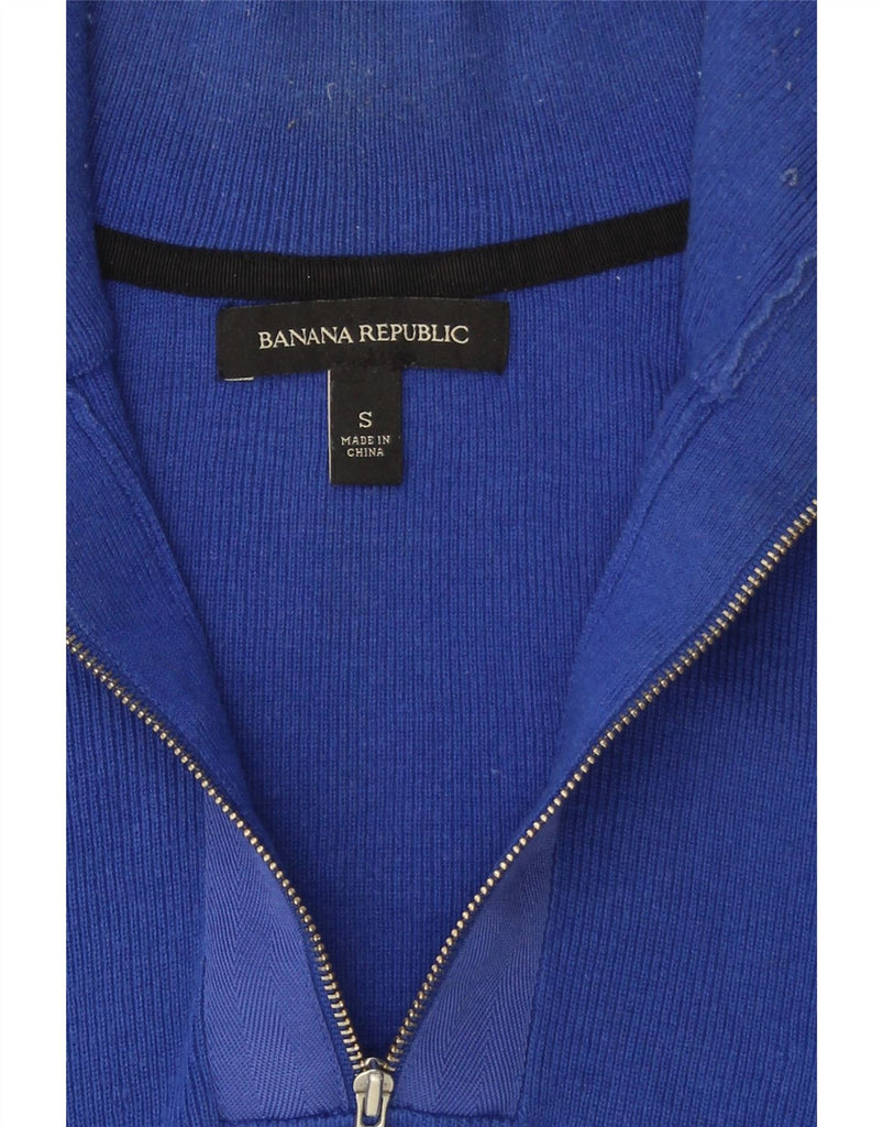 BANANA REPUBLIC Mens Zip Neck Jumper Sweater Small Blue Cotton Vintage Banana Republic and Second-Hand Banana Republic from Messina Hembry 