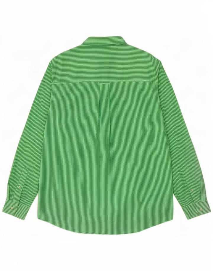 Camisa masculina fácil de cuidar da Chaps, algodão listrado verde grande