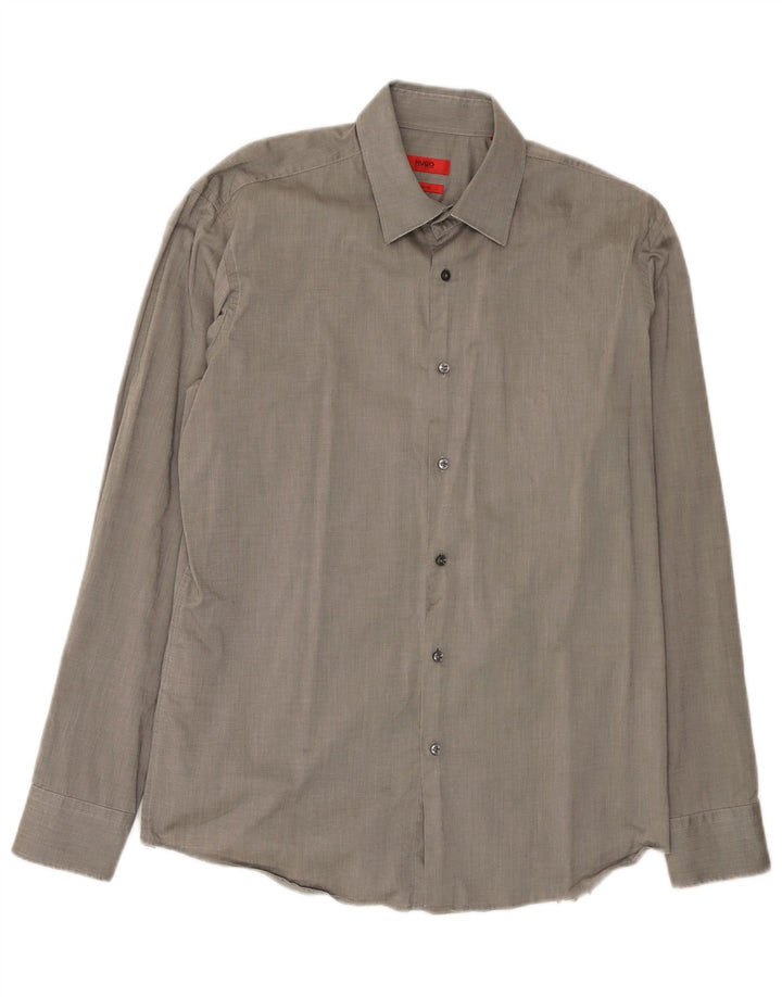 Camisa masculina Hugo Boss Regular Fit grande cinza