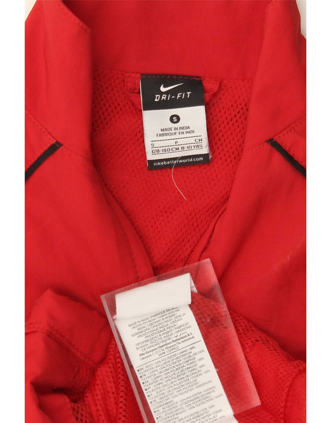 NIKE Meninos Dri Fit Tracksuit Top Jacket 8-9 Anos Pequeno Poliéster Vermelho