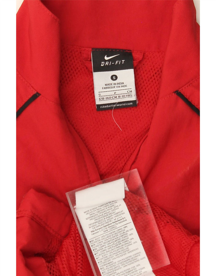 NIKE Meninos Dri Fit Tracksuit Top Jacket 8-9 Anos Pequeno Poliéster Vermelho