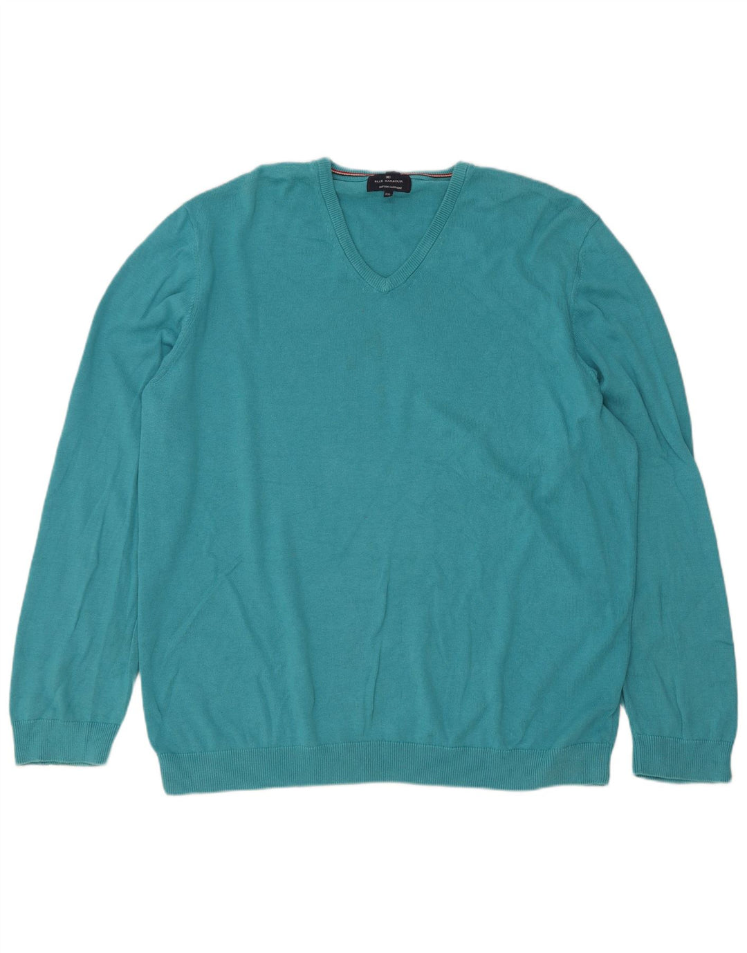 Suéter masculino Marks & Spencer com decote em V 2XL algodão turquesa