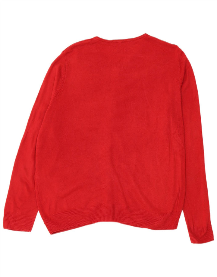 Suéter cardigã feminino Marks & Spencer Reino Unido 16 grande acrílico vermelho