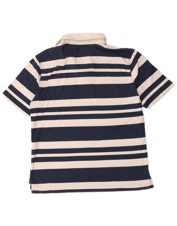 Camisa polo masculina de rugby da Crew Clothing XL azul marinho listrado de algodão