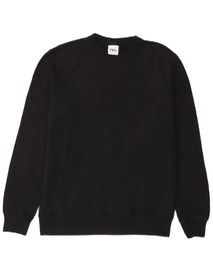 Zara Moletom Masculino Jumper Médio Algodão Preto