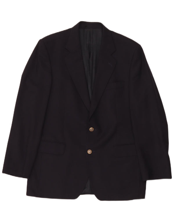 Jaqueta blazer masculina Magee com 2 botões UK 42 XL azul marinho nova lã