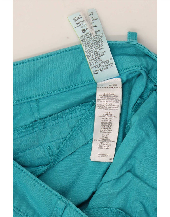 Calça capri feminina Marks & Spencer Reino Unido 10 pequena W32 L18 turquesa