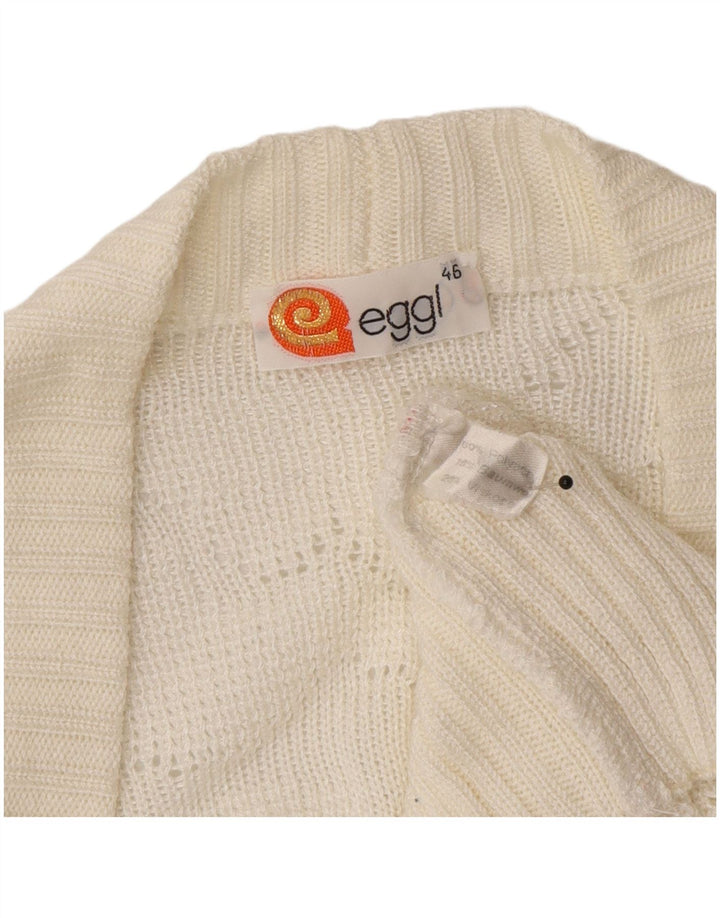 Suéter Cardigan Feminino Vintage IT 46 Grande Acrílico Branco