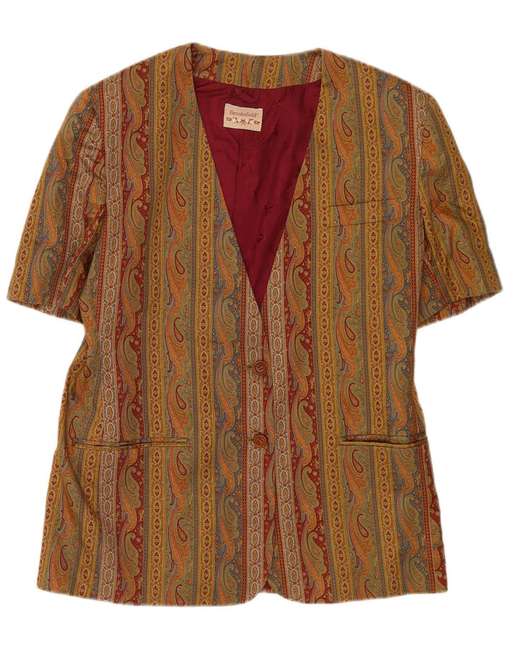 Jaqueta blazer feminina de manga curta Brooksfield IT 48 XL cáqui paisley