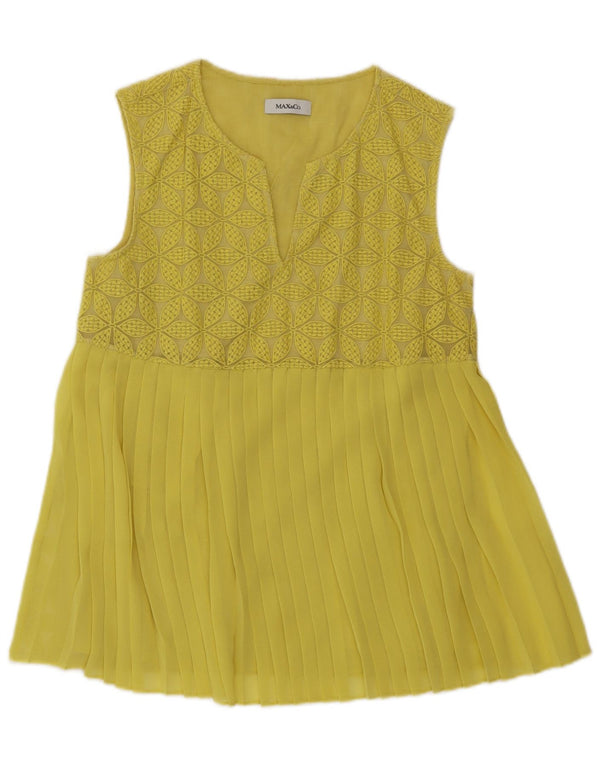Blusa feminina sem mangas Max & Co. UK 10 pequena floral amarela