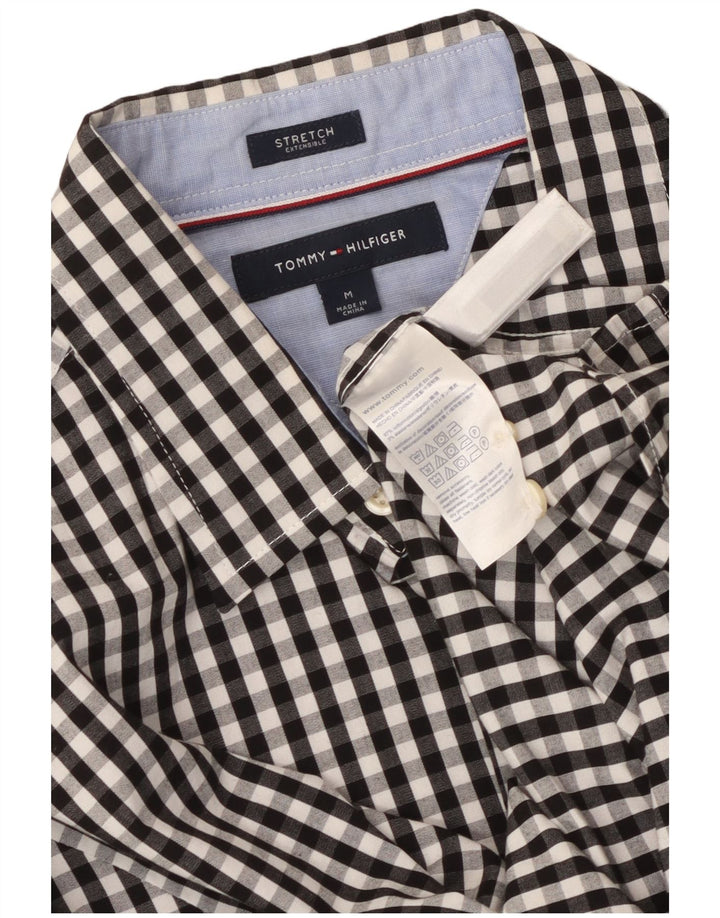 Camisa masculina TOMMY HILFIGER média preta algodão guingão