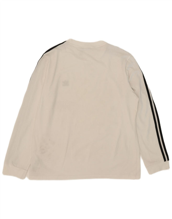 Top feminino Adidas manga comprida UK 20 2XL algodão branco