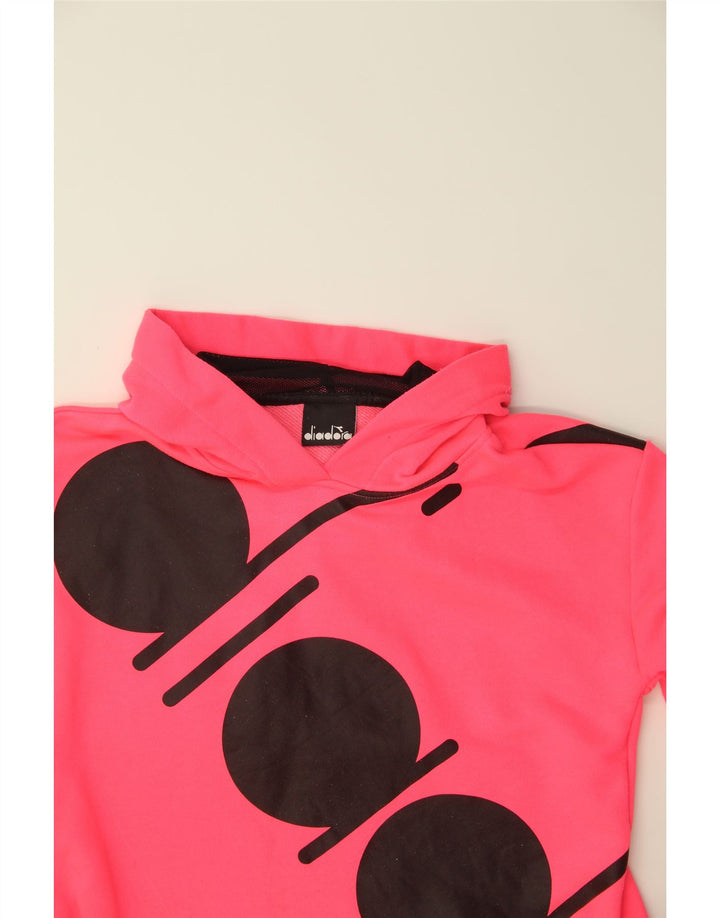 DIADORA Girls Graphic Hoodie Jumper 13-14 Years Pink Vintage Diadora and Second-Hand Diadora from Messina Hembry 