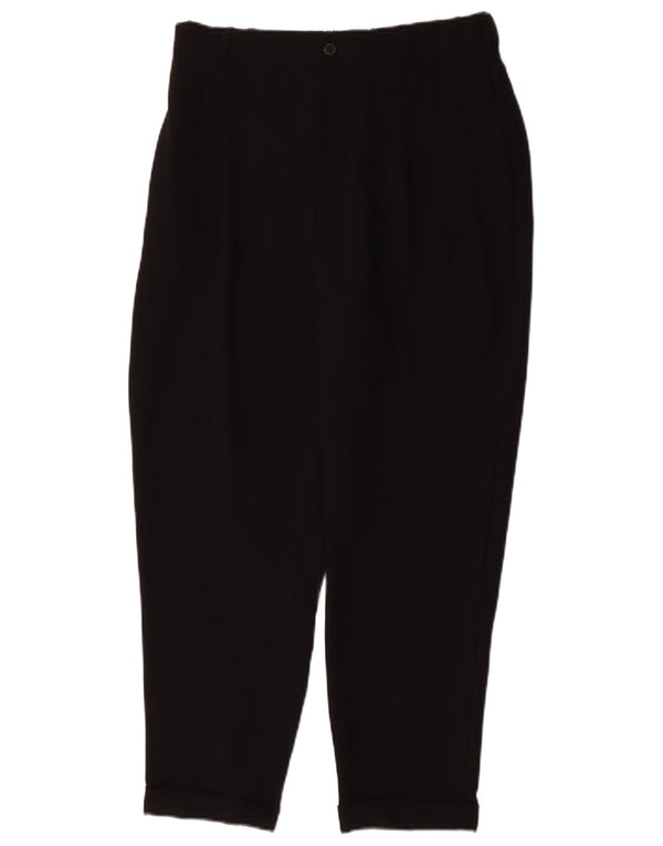 Zara Womens High Waist Cropped Trousers Large W32 L25 Black Polyester