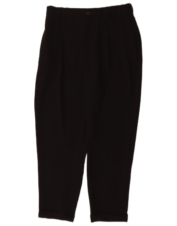 Calça feminina Zara cintura alta cortada grande W32 L25 poliéster preto