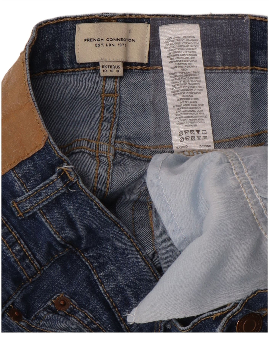 FRENCH CONNECTION Jeans skinny feminino Reino Unido 10 pequeno W28 L29 algodão azul