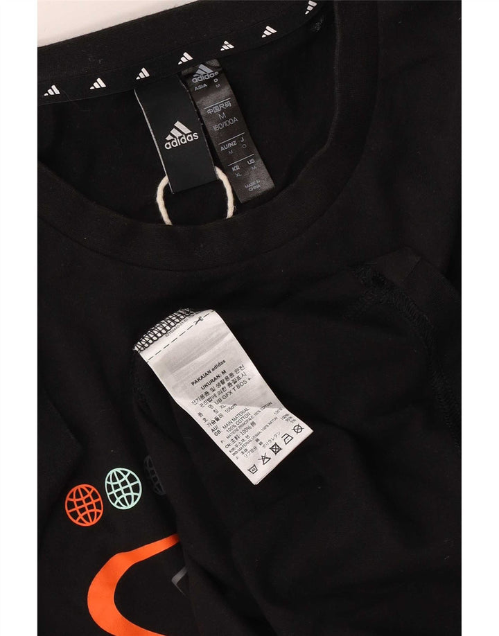 Adidas Mens Graphic T-Shirt Top Médio Algodão Preto