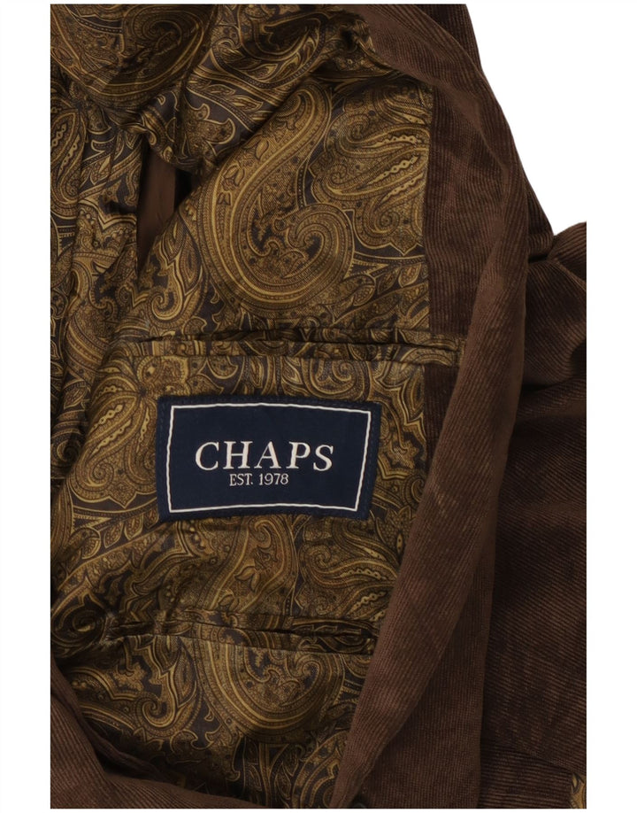 Jaqueta blazer masculina de veludo cotelê com 2 botões Chaps Reino Unido 46 3XL algodão marrom