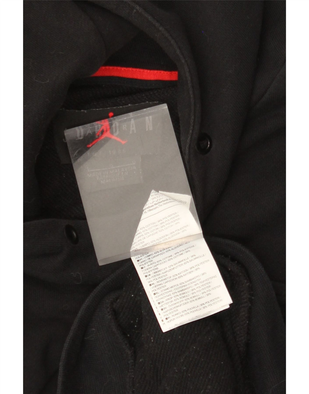 Suéter JORDAN masculino com capuz gráfico grande de algodão preto