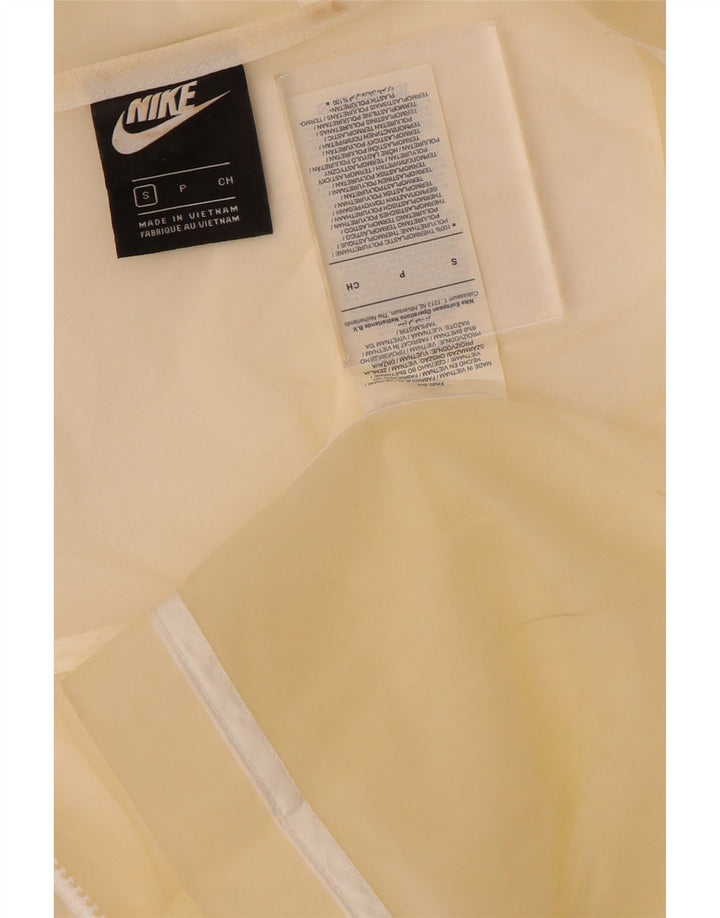 Jaqueta de chuva feminina Nike com capuz grande tamanho UK 10 pequena off white poliuretano