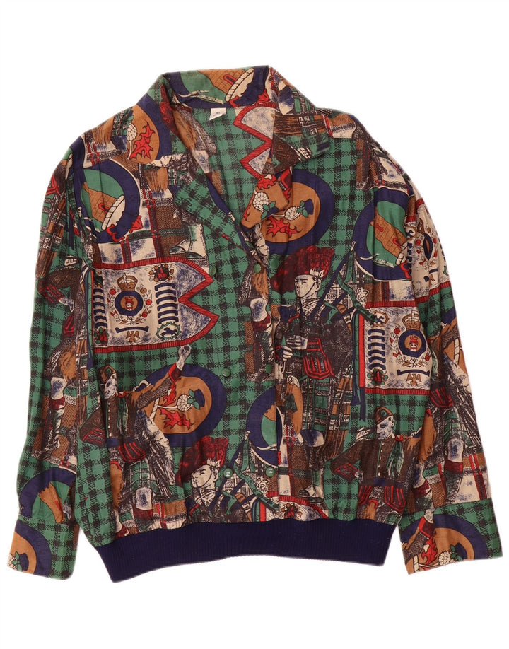 Blusa feminina Tru de manga comprida com estampa gráfica EU 40 médio xadrez multicolorido
