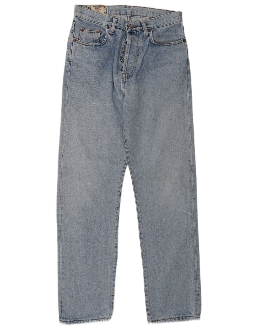 Uniforme masculino jeans reto W31 L30 algodão azul