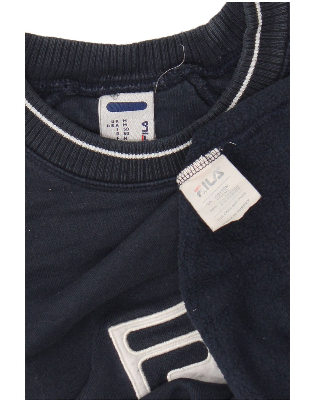 Fila moletom gráfico masculino jumper médio azul marinho algodão