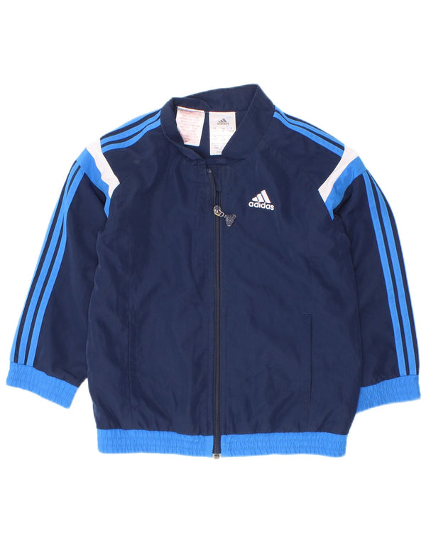 Jaqueta Adidas Meninos Treino Top 3-4 Anos Azul Marinho Colorblock Poliéster