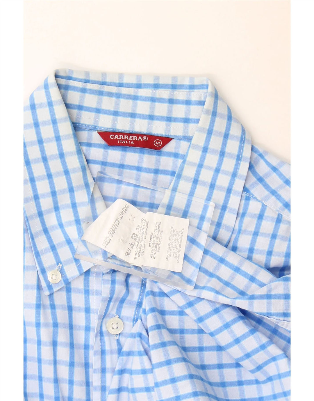 Camisa masculina Carrera de algodão xadrez azul médio