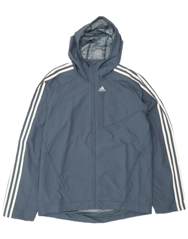 Jaqueta de chuva masculina Adidas com capuz UK 36 pequena azul marinho poliamida