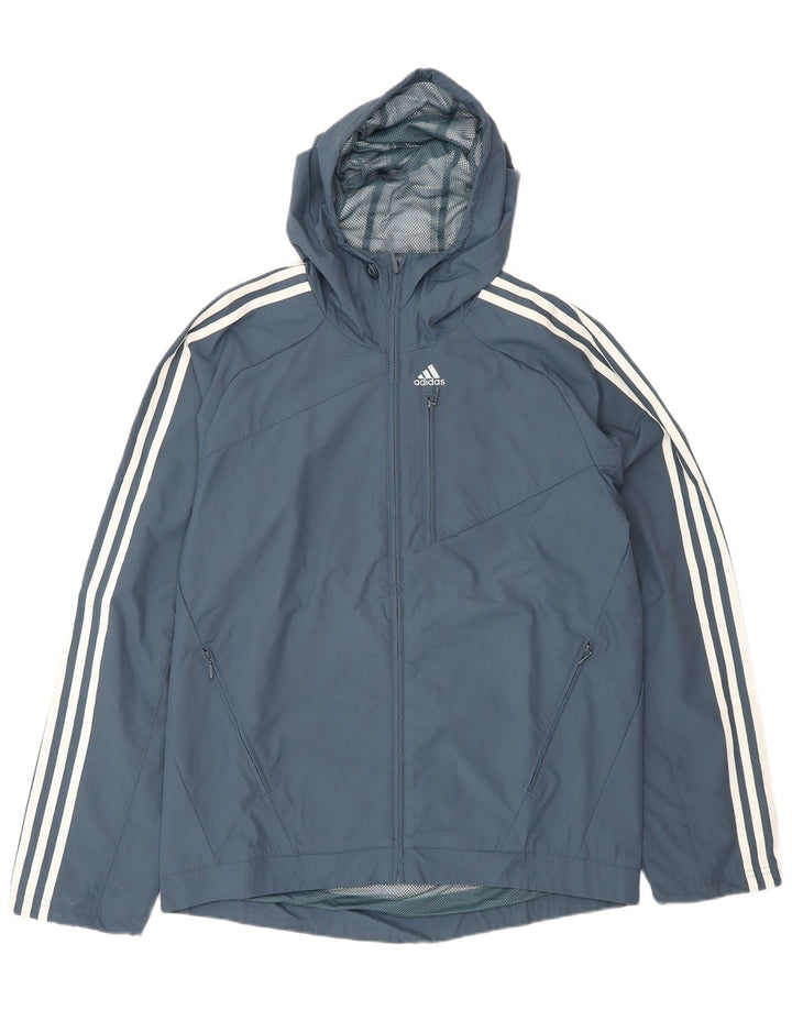 Jaqueta de chuva masculina Adidas com capuz UK 36 pequena azul marinho poliamida
