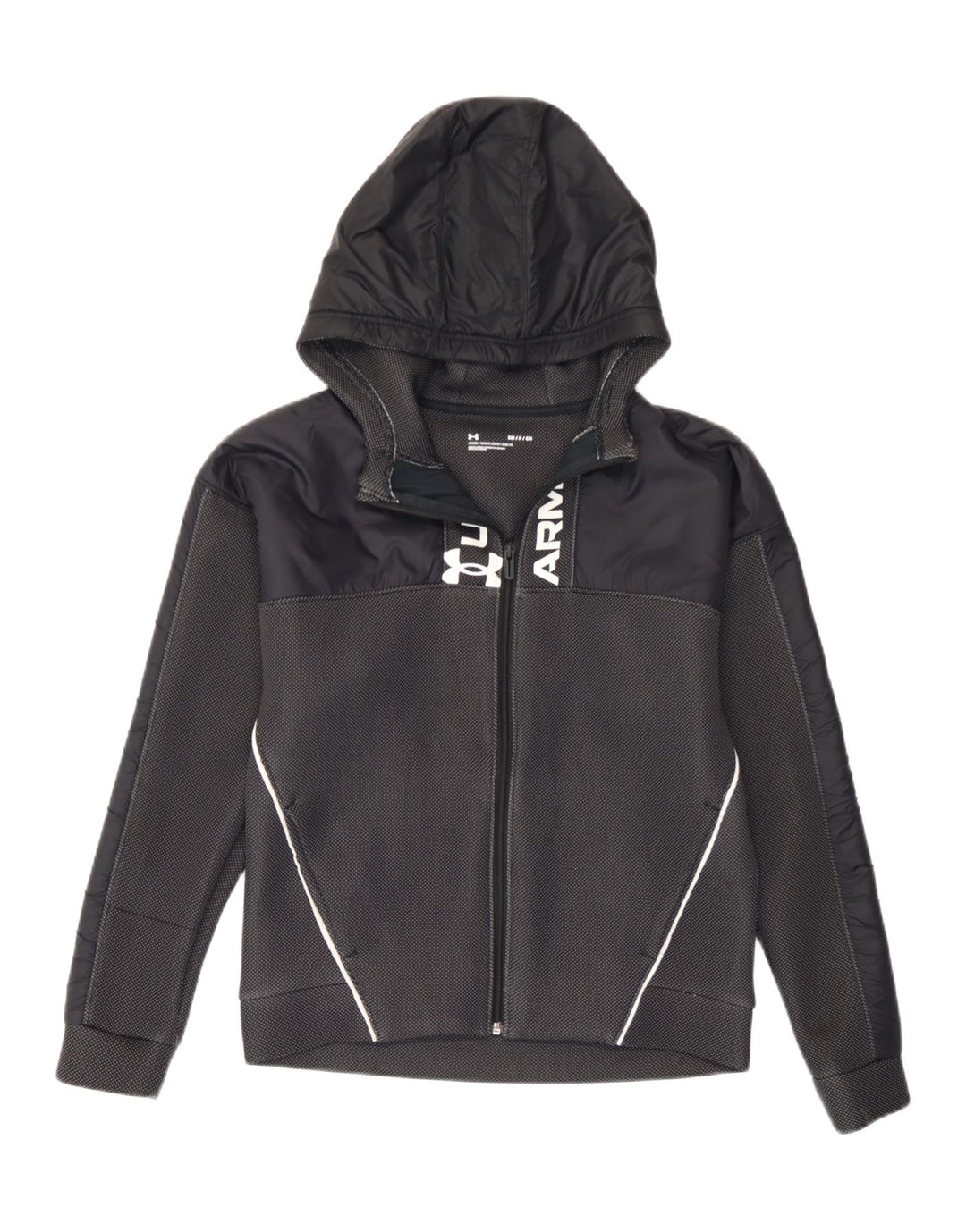 Suéter masculino Under Armour Graphic Zip com capuz pequeno poliéster manchado preto