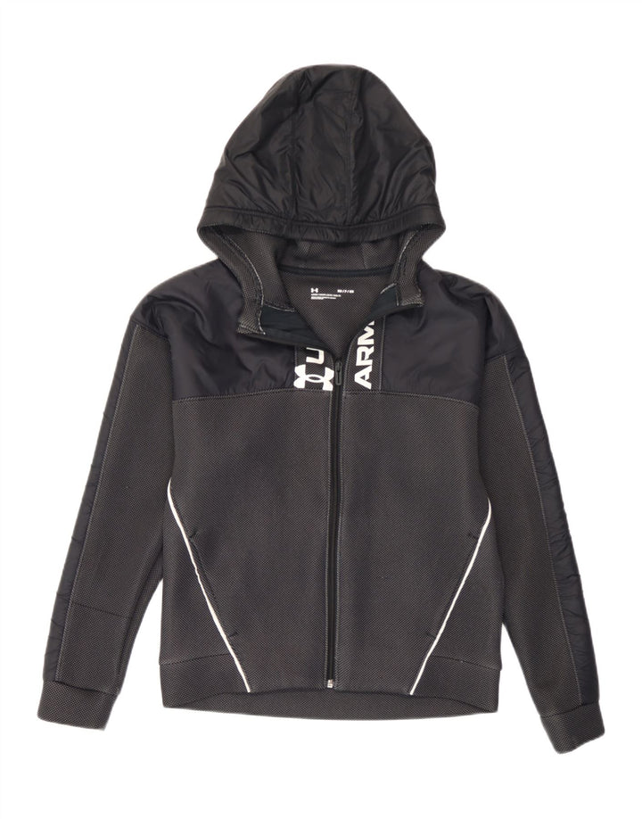 Suéter masculino Under Armour Graphic Zip com capuz pequeno poliéster manchado preto