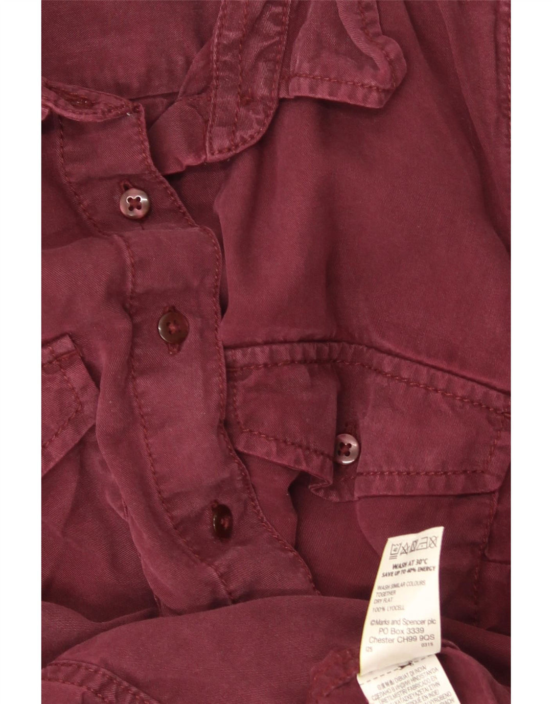 Camisa jeans feminina Marks & Spencer Reino Unido 10 pequena Borgonha Lyocell