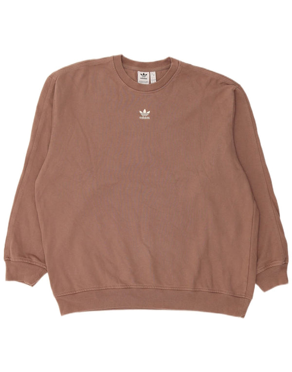 Adidas Womens Oversized Sweatshirt Jumper UK 8/10 Small Brown Cotton