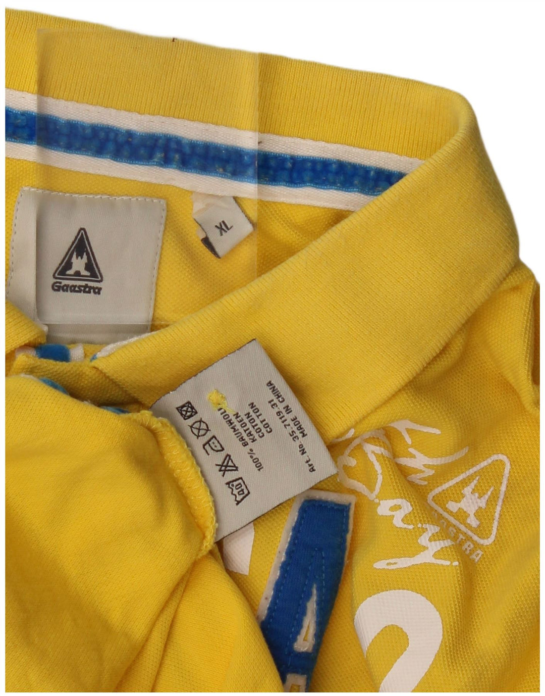 Camisa polo masculina gráfica Gaastra XL algodão amarelo
