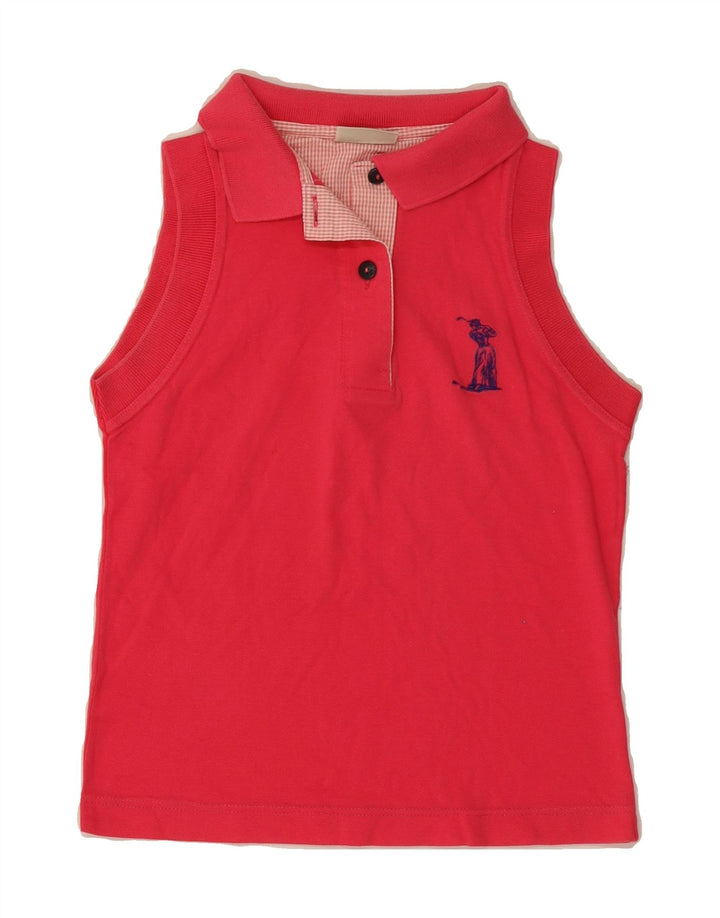 SERGIO TACCHINI Girls Sleeveless Polo Shirt 9-10 Years Pink Vintage Sergio Tacchini and Second-Hand Sergio Tacchini from Messina Hembry 