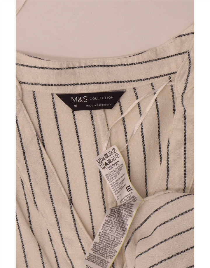 Vestido feminino grande Marks & Spencer UK 10 listrado branco pequeno