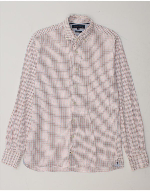 Camisa masculina TOMMY HILFIGER de algodão xadrez vermelho médio