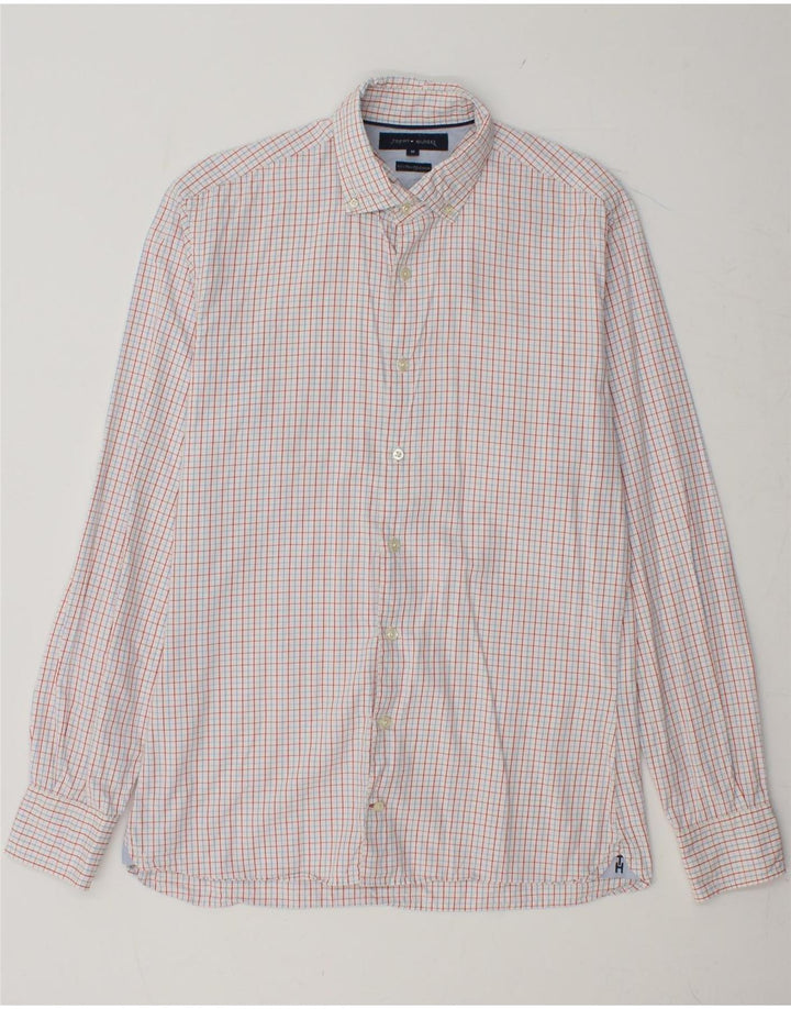 Camisa masculina TOMMY HILFIGER de algodão xadrez vermelho médio
