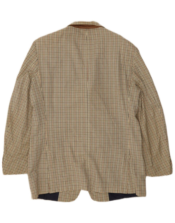 Jaqueta Blazer Masculina Stefanel com 3 Botões Reino Unido 38 Xadrez Bege Médio