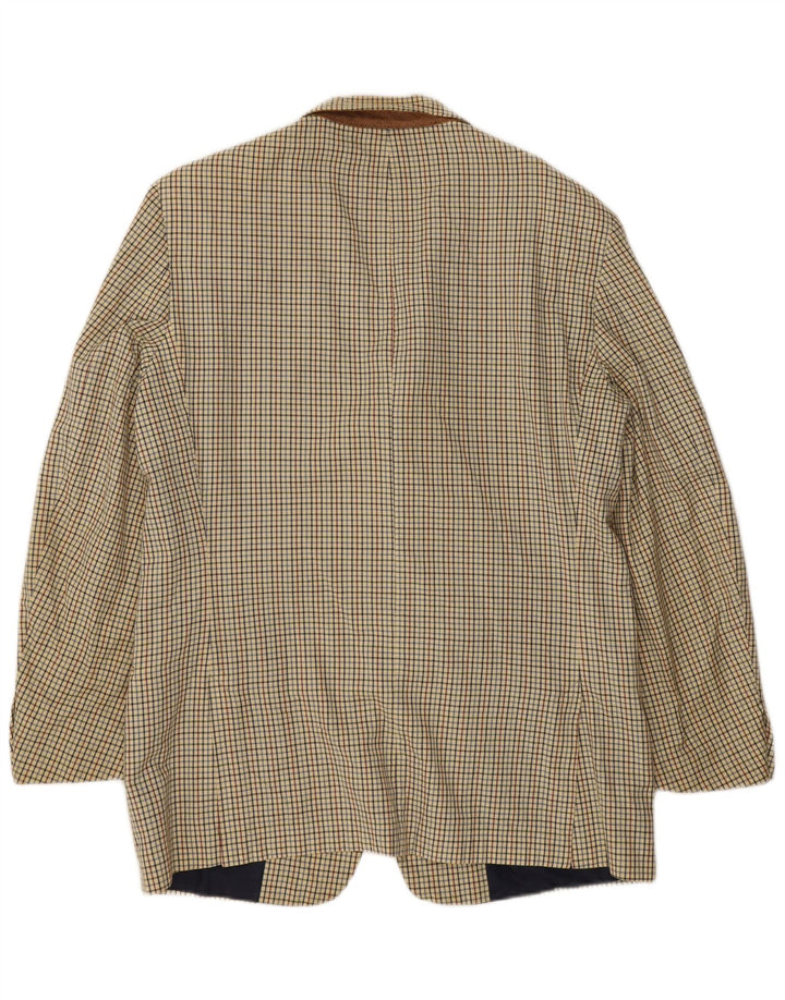 Jaqueta Blazer Masculina Stefanel com 3 Botões Reino Unido 38 Xadrez Bege Médio
