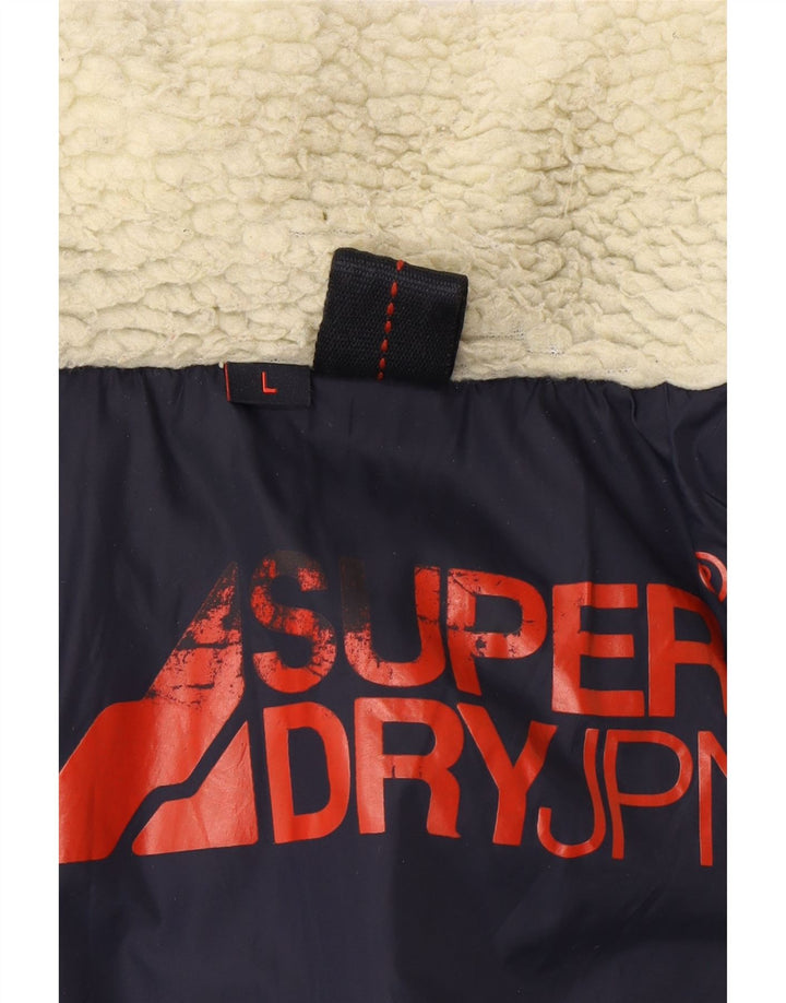 Jaqueta masculina Superdry Graphic acolchoada UK 40 grande nylon azul marinho