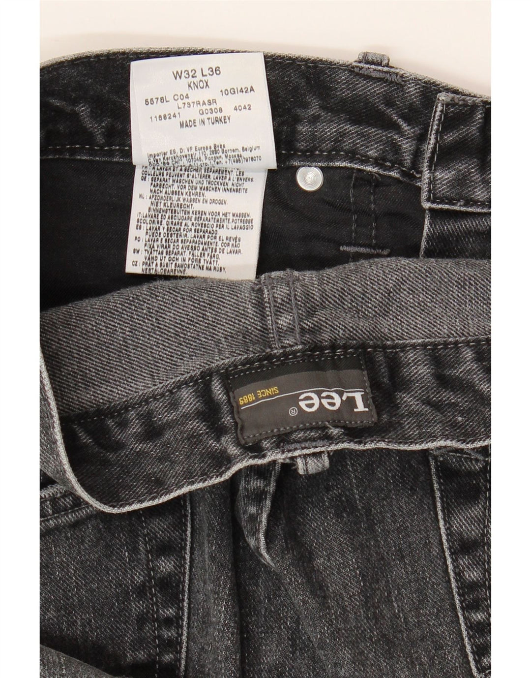 LEE Masculino Knox Distressed Straight Jeans W32 L29 Algodão Cinza