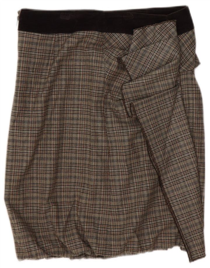 Minissaia feminina Max & Co. Reino Unido 8 pequena W28 xadrez marrom