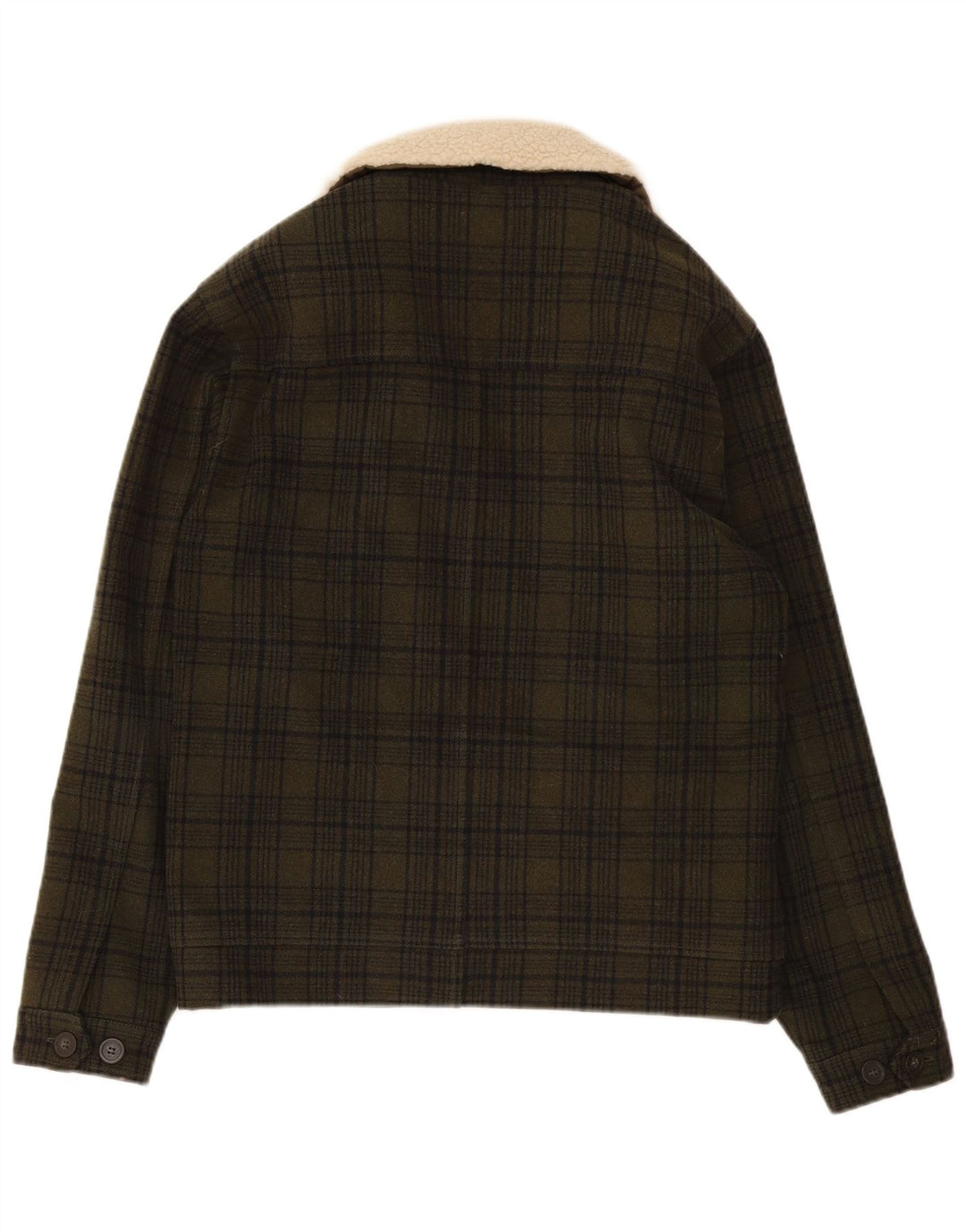 Jaqueta corta-vento masculina mínima Reino Unido 40 xadrez verde grande