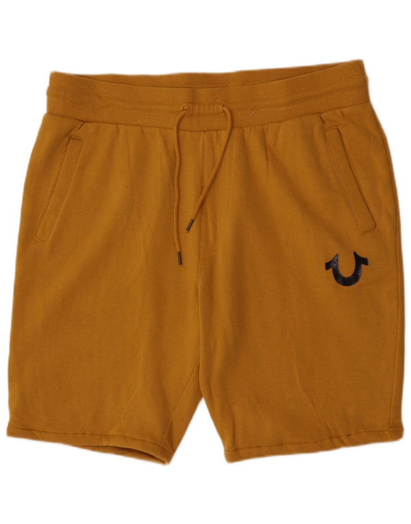 True Religion Mens Sport Shorts XL Algodão Amarelo