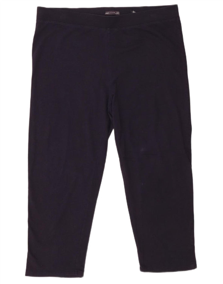 Leggings femininos Marks & Spencer UK 22 3XL algodão azul marinho
