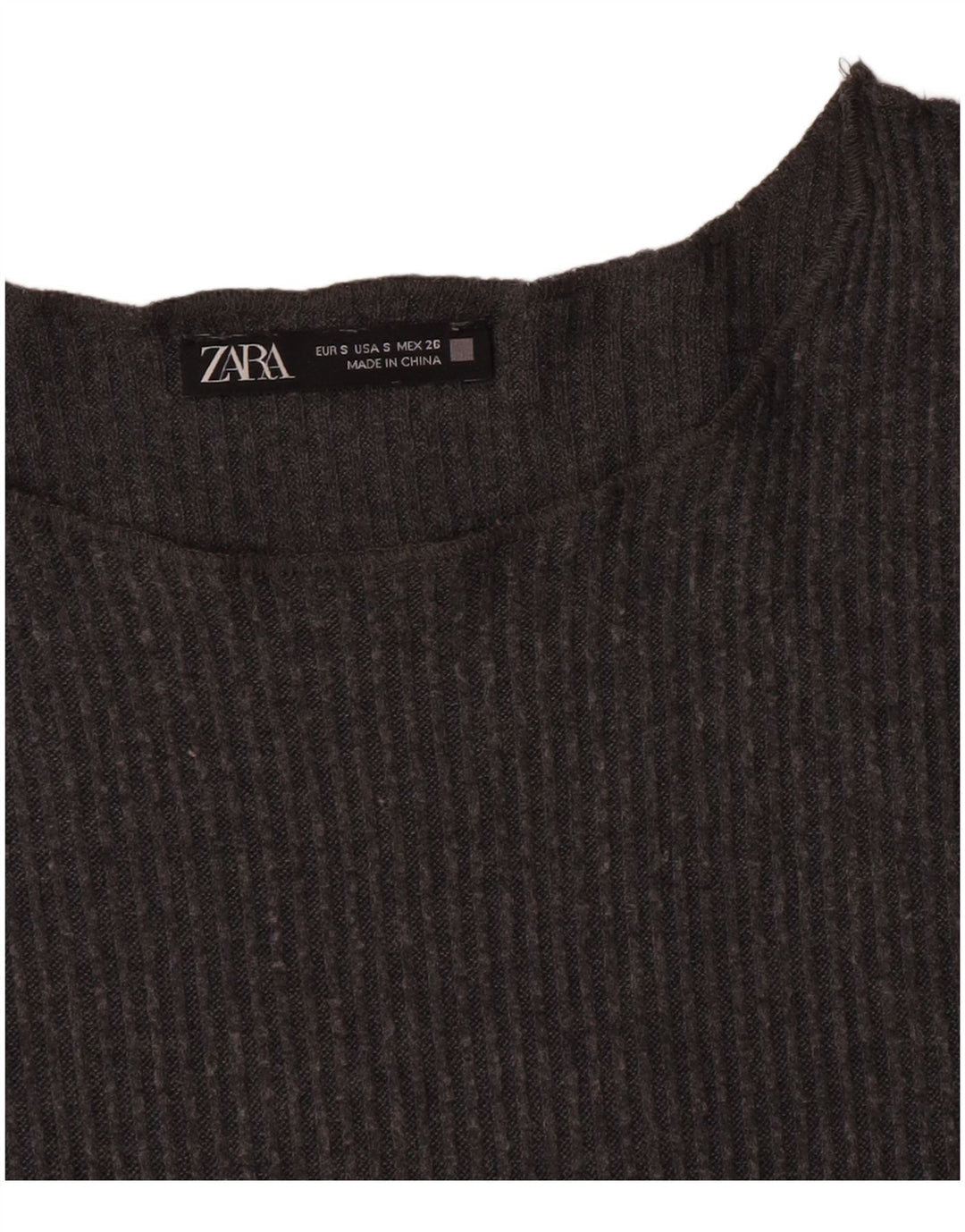 Top feminino Zara manga comprida UK 10 pequeno cinza