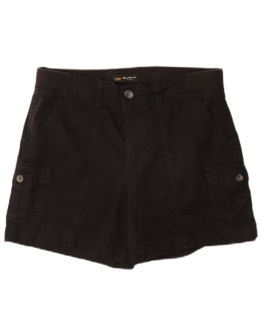 Shorts cargo feminino Lee de cintura média e ajuste relaxado US 8 médio W30 algodão preto